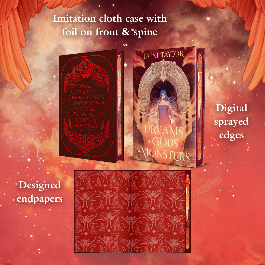 Dreams of Gods and Monsters, foiled boards, sprayed edges and designed endpaper images